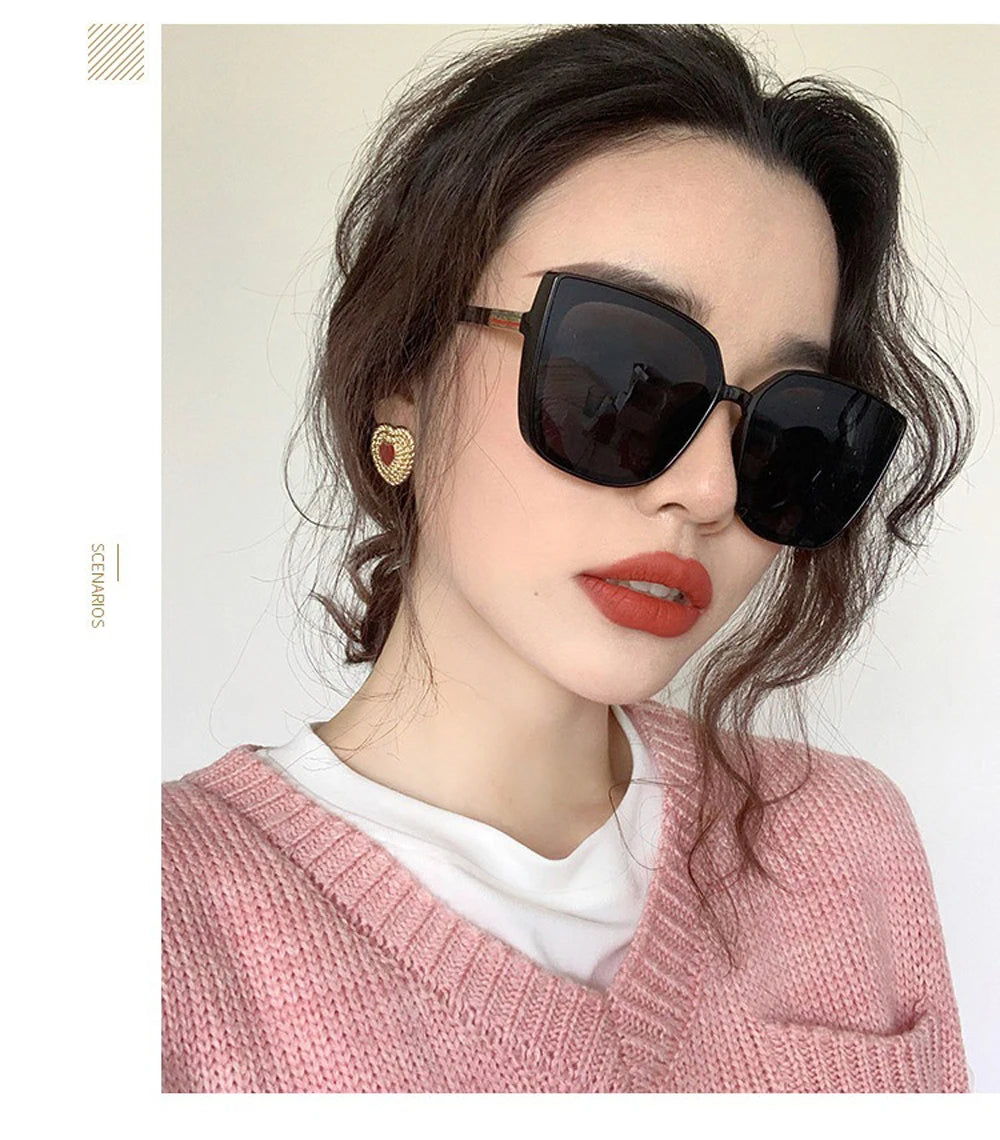 Fashion Plastic Cat Eye Women Oversized Sunglasses Brand Designer Vintage Retro Mirror Sun Glasses For Female UV400 Oculos
