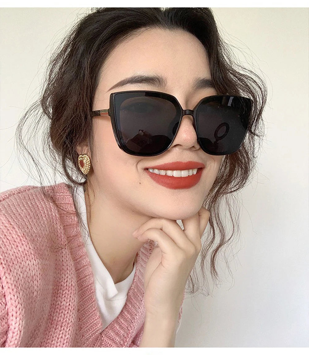 Fashion Plastic Cat Eye Women Oversized Sunglasses Brand Designer Vintage Retro Mirror Sun Glasses For Female UV400 Oculos