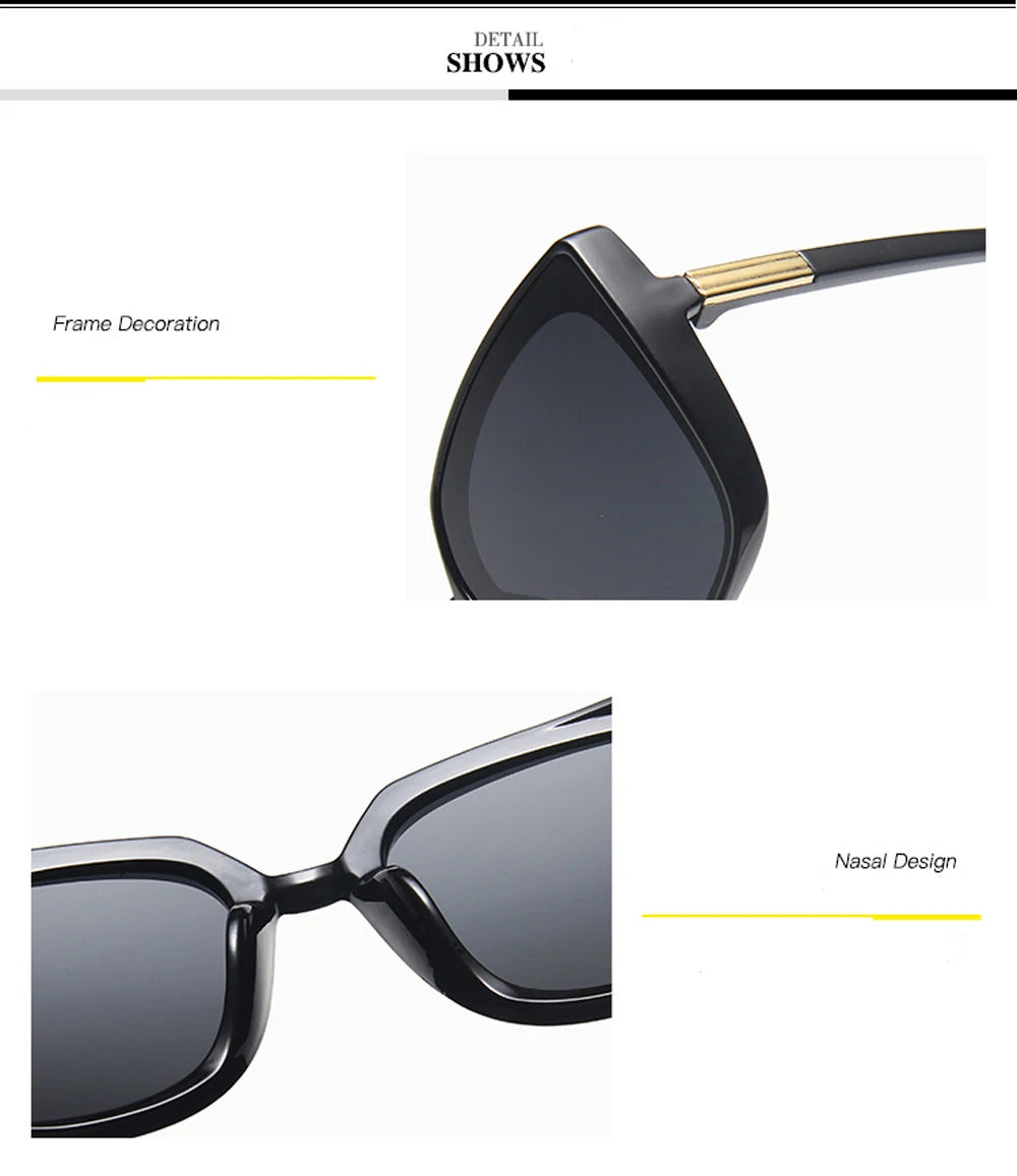 Fashion Plastic Cat Eye Women Oversized Sunglasses Brand Designer Vintage Retro Mirror Sun Glasses For Female UV400 Oculos