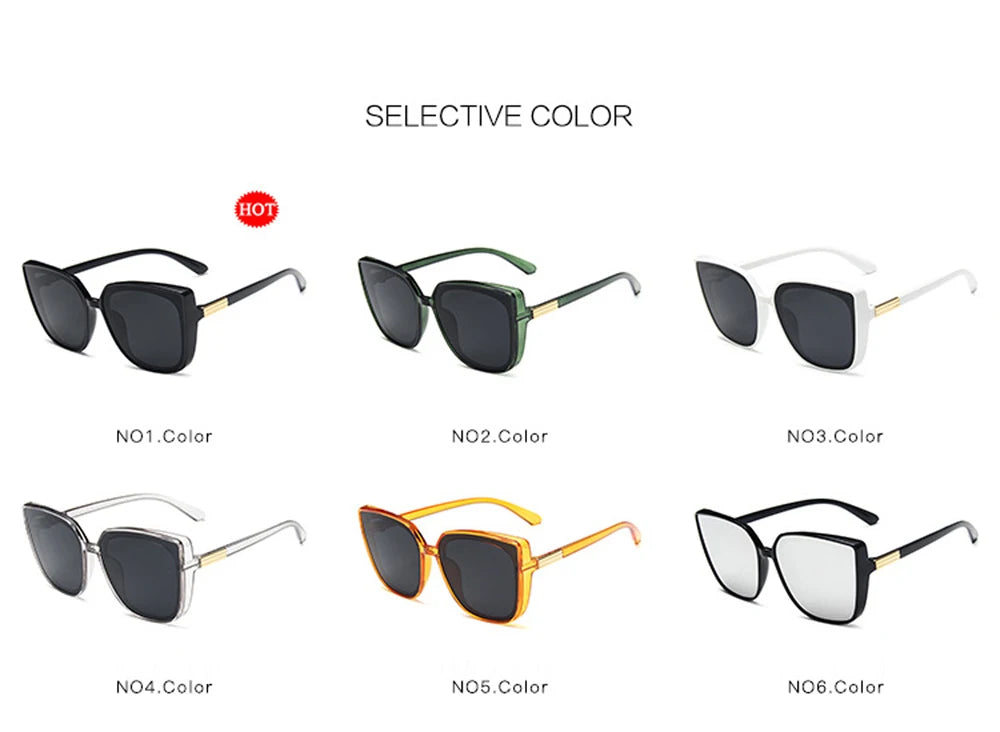 Fashion Plastic Cat Eye Women Oversized Sunglasses Brand Designer Vintage Retro Mirror Sun Glasses For Female UV400 Oculos