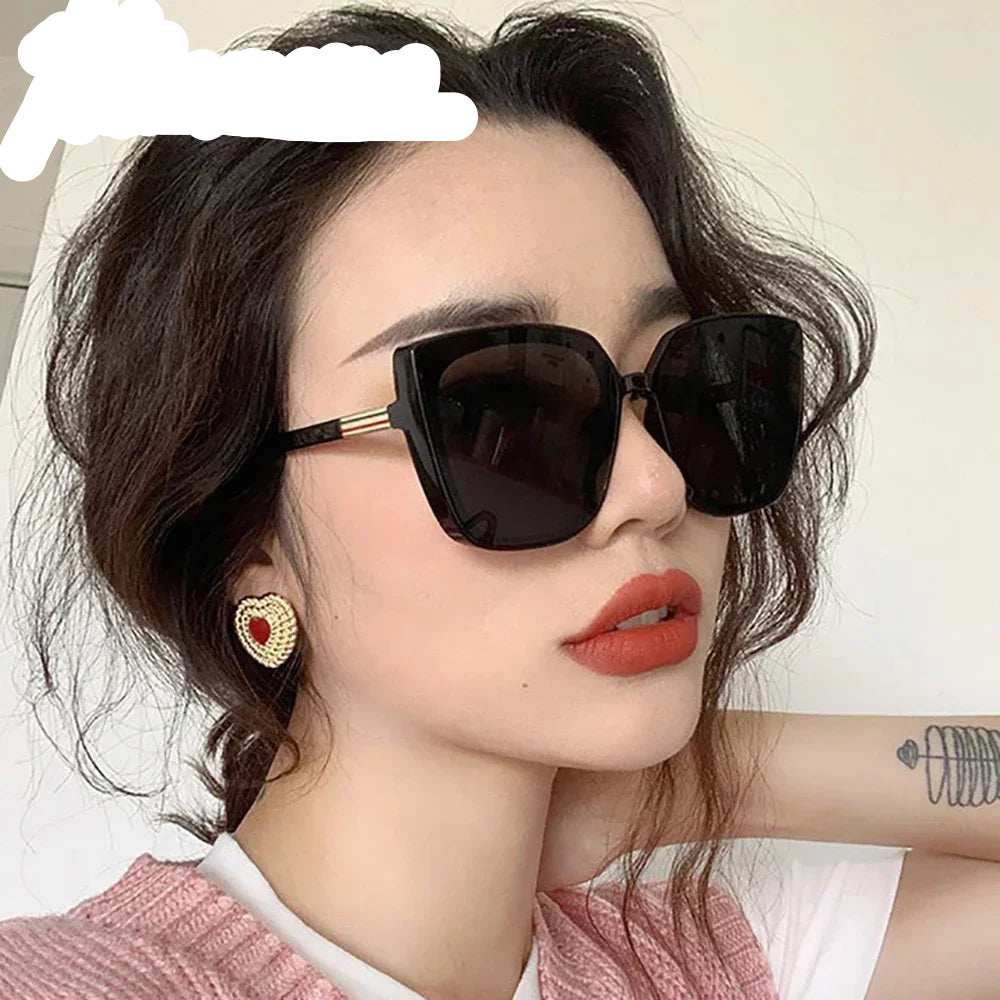 Fashion Plastic Cat Eye Women Oversized Sunglasses Brand Designer Vintage Retro Mirror Sun Glasses For Female UV400 Oculos