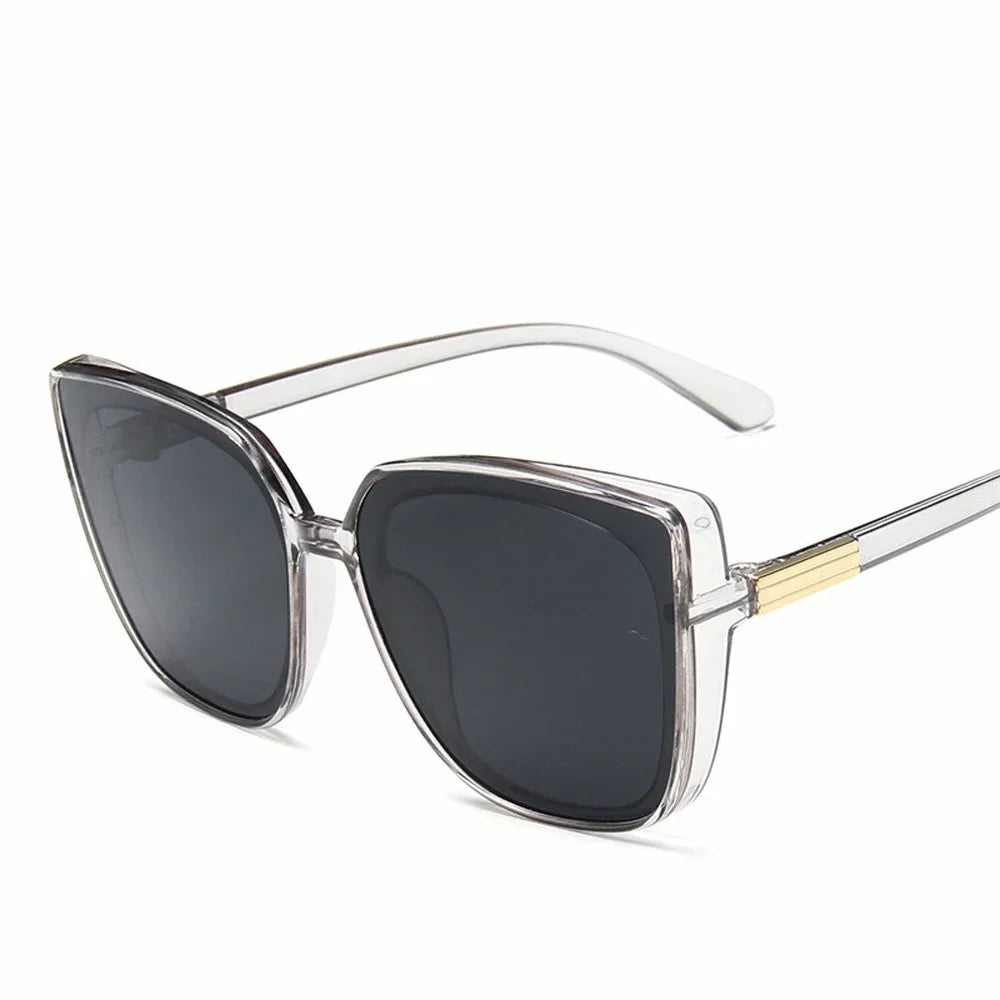 Fashion Plastic Cat Eye Women Oversized Sunglasses Brand Designer Vintage Retro Mirror Sun Glasses For Female UV400 Oculos