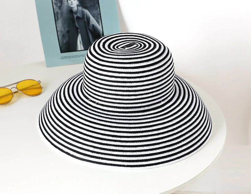 Summer Hepburn Style Vintage Design Big Eaves Straw Hat Women Girls Solid Color Beach Holiday Big Sun Gorra