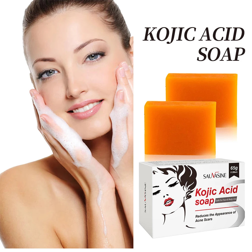 2Pcs Handmade Kojic Acid Soap Natural Mild Non-irritating Brightening Skin Exfoliator Body Face Cleansing Whitening Soap