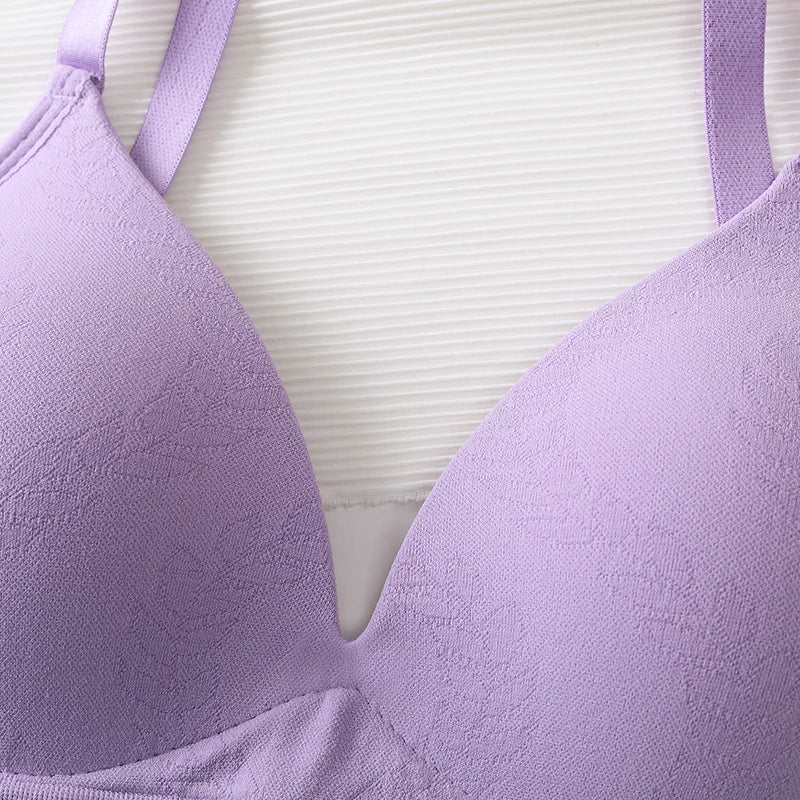 Women Underwear Set Ice Silk Seamless panties Sexy Low Waist Beautiful Back Push Up Bra Comfortable No Steel Ring Adjustable Lar