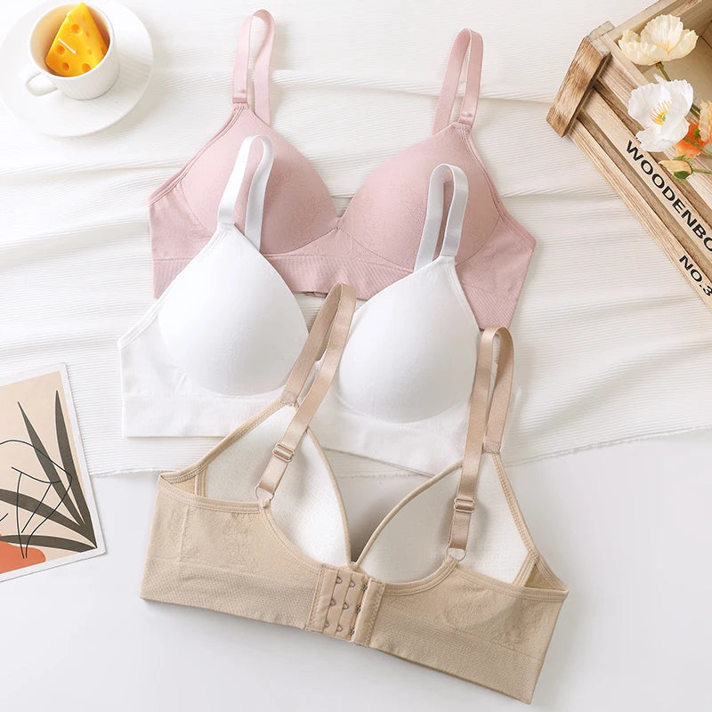 Women Underwear Set Ice Silk Seamless panties Sexy Low Waist Beautiful Back Push Up Bra Comfortable No Steel Ring Adjustable Lar