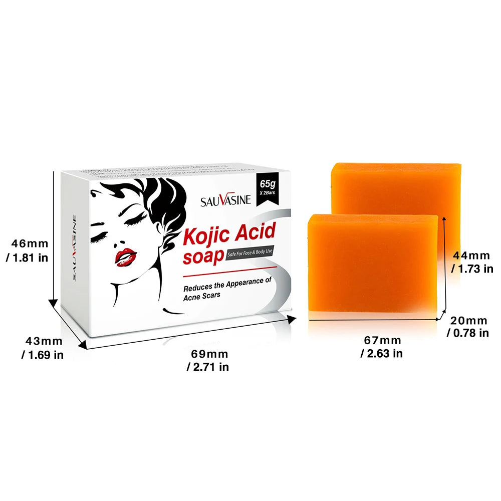 2Pcs Handmade Kojic Acid Soap Natural Mild Non-irritating Brightening Skin Exfoliator Body Face Cleansing Whitening Soap